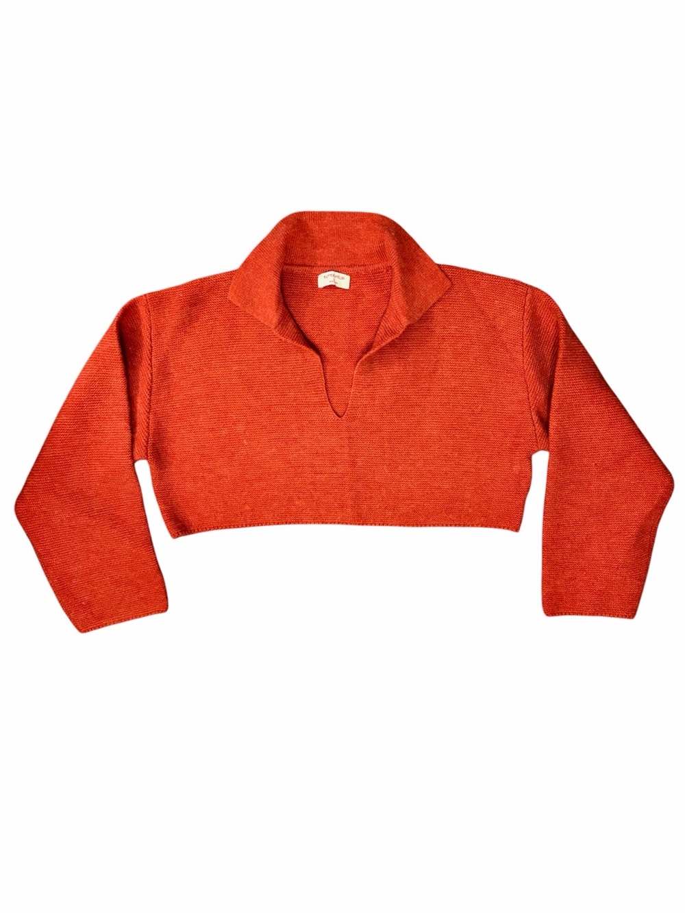 Buttermelon Cropped Collared Knit Top in Red Size M